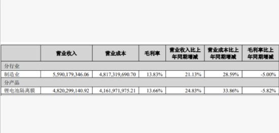 股价大涨难掩中报亏损“寒意”恩捷股份核心产品毛利率承压